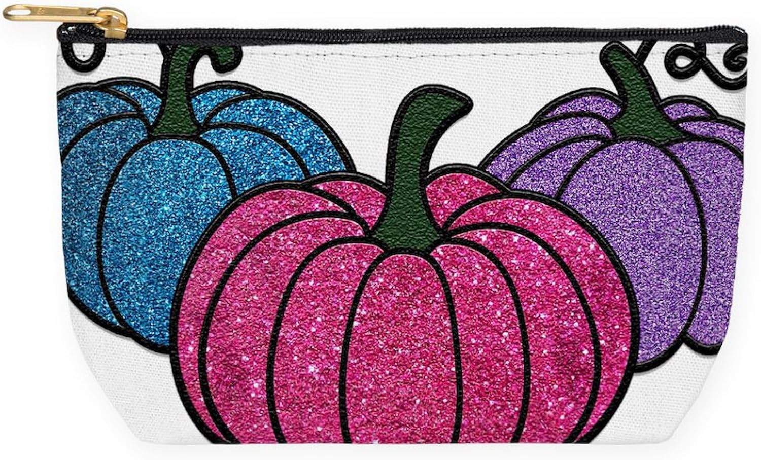 CafePress Glitter Pumpkins 8.5" x 4.5" Zipper Cosmetic Pouch