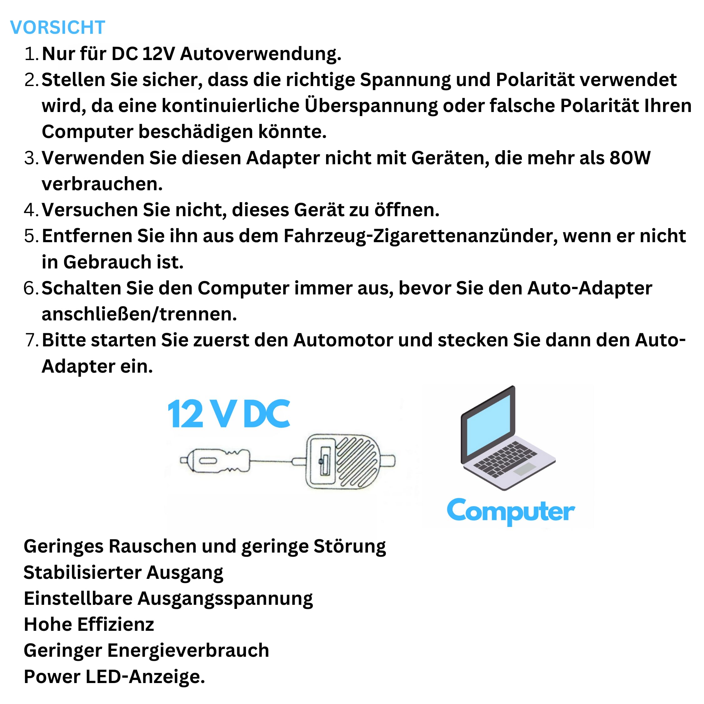 Auto – Auto – Alimentatore di rete – 80 W – 8 adattatori – Universale – per computer portatile – Notebook – UVM – Adattatore – spina –
