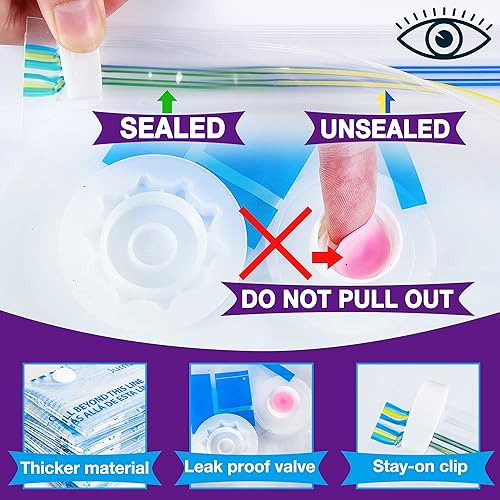 Miniatura 8 de Bolsas de almacenamiento al vacío XXL Jumbo de 47 x 35 pulgadas, ahorro de espacio extra grandes para manta, ropa de cama, edredones y enormes