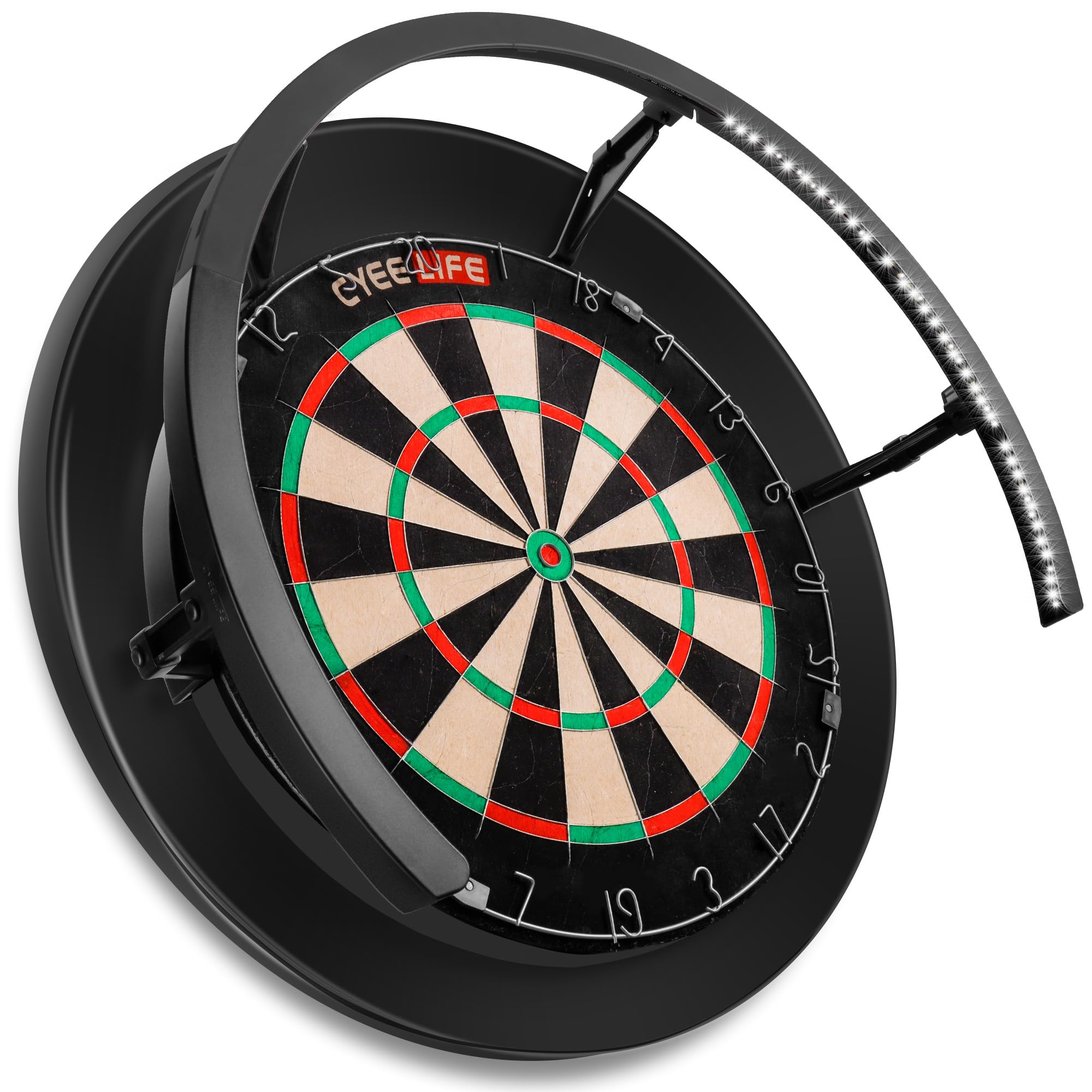CyeeLife 270° Dart Board LED Lighting System | 114 White LEDs, Black Frame, LED Dartboard Light for Enhanced Visibility, Securely Fits All Dart Boards, Professional Dart Accessories