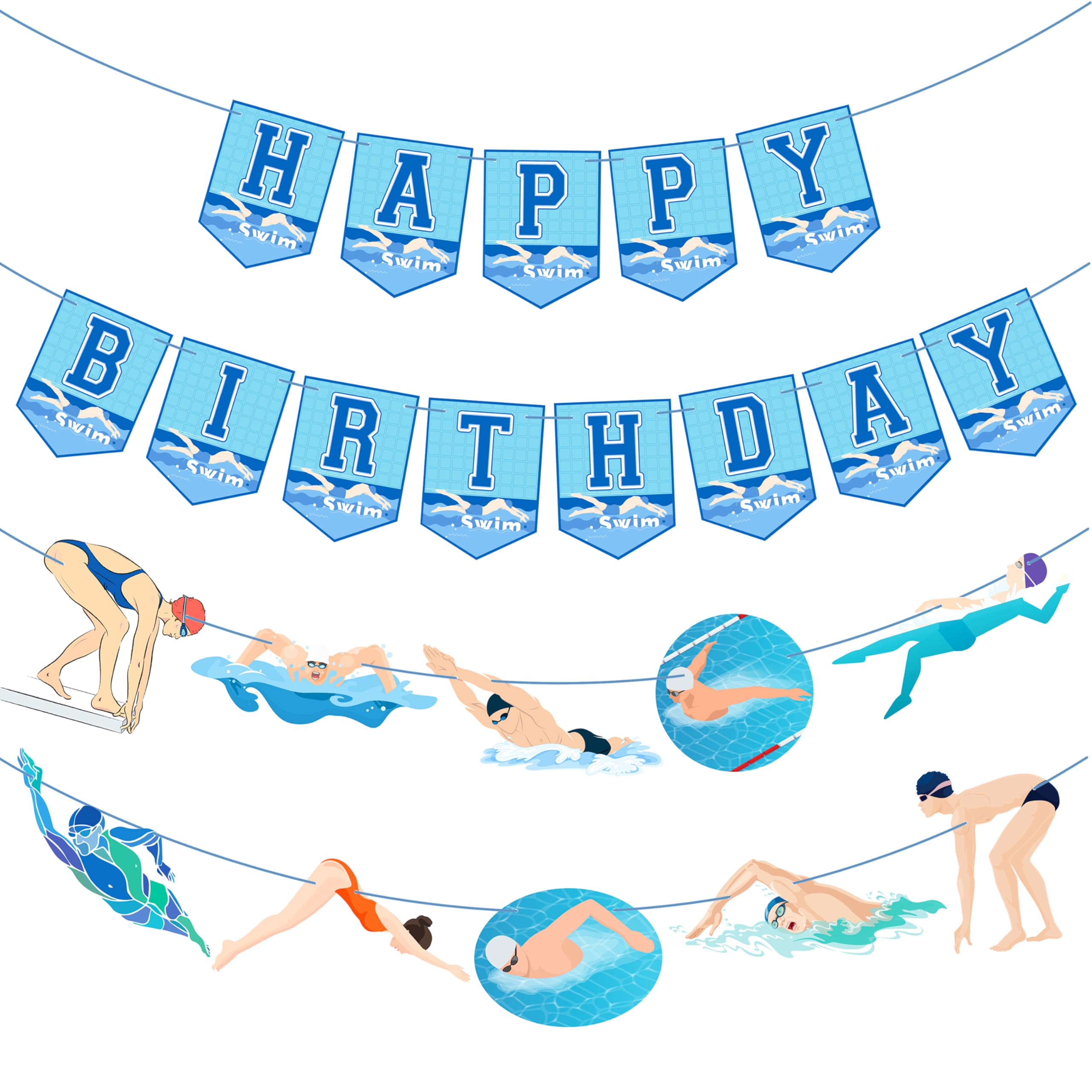 C L cooper life Swimming Happy Birthday Party Banner Decorations