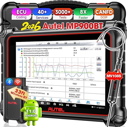 Autel Scanner MaxiPRO MP900-BT w/ MV108S: 2026 MP900BT V2.0 Newer of MP900 MS906BT MS906 MP808BT PRO, 40+ Reset, OE Bidirectional Diagnostic Scan Tool as MS906 PRO/MAX, CAN FD/DoIP, 3K+ Tests, OS11