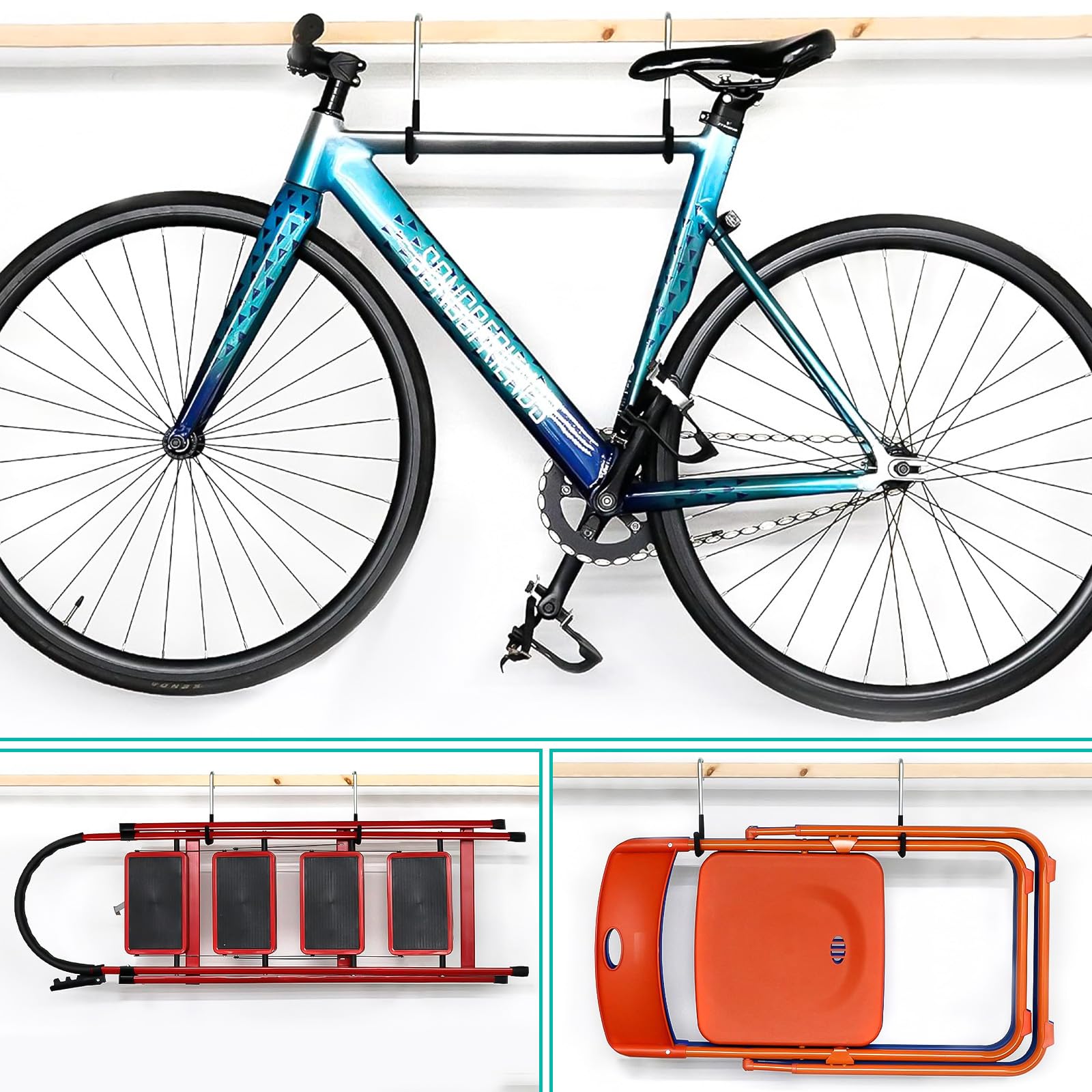 6 Pezzi Ganci Garage, Ganci a S per Garage 19cm per Scala, Bicicletta, Rafter Hanger Garden Tool Organizer