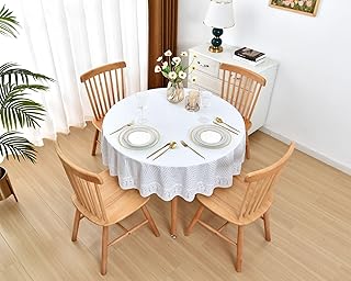 White Lace Tablecloth 54 Inches Classic Wedding Lace Tablecloths Overlay Party Table Cover for Bridal Shower Reception Table Decoration