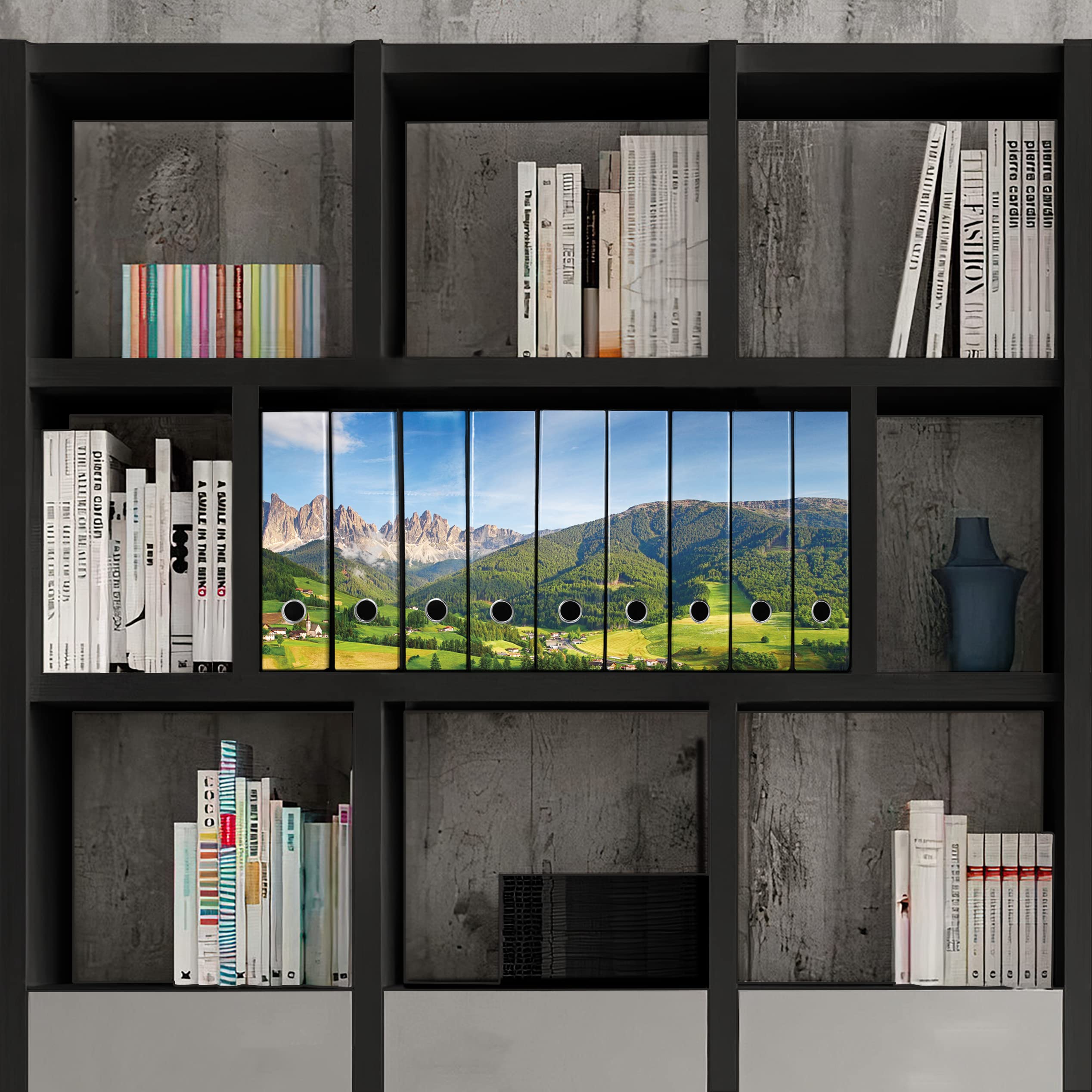 Set da 9 raccoglitori ad anelli SCENARIO ALPINO - Faldoni SHAREPRINTING (H34 con 4 anelli)
