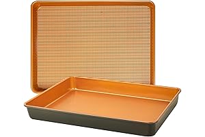 LUCYCAZ 15''x11''x2'' Deep Large Half Sheet Cake Baking Pans