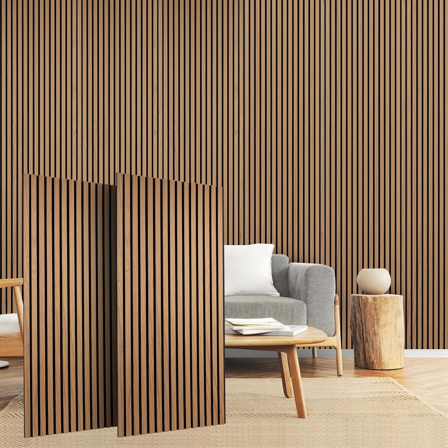 Walspax ウッドパネル 吸音ボード 118x60.5cm 2PC 吸音材 防音壁 木製 3d 防音パネル 騒音対策 木板 ウォールパネル 防音室 音工房 歌 練習 ゲーム 隣の部屋 うるさい ピアノ カラオケ（オーケン）