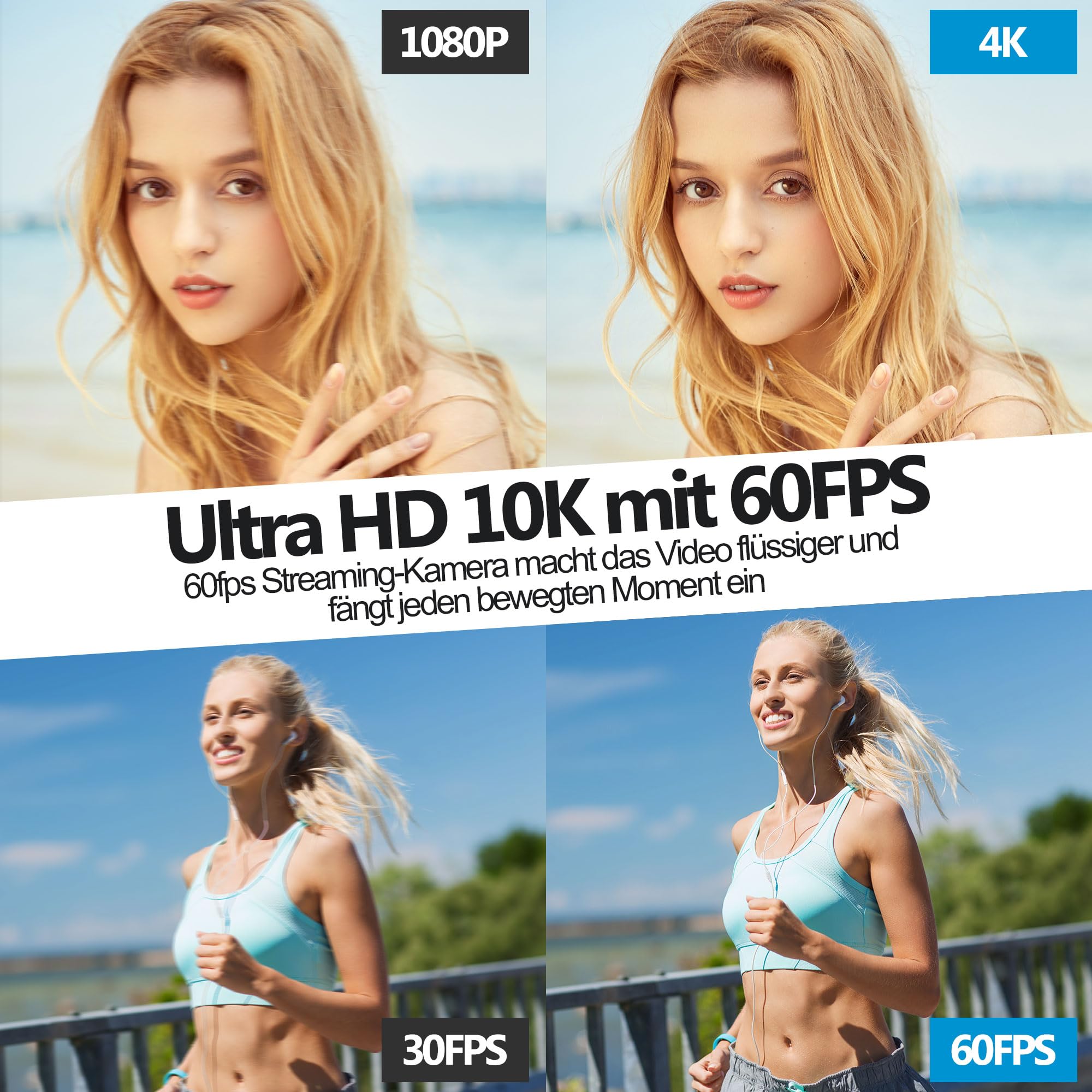 ELP USB-Kamera 4K 60fps HDMI Zoom Manuell 5-50mm 10X Webcam PC Computer H.264 Industrie Sicherheit