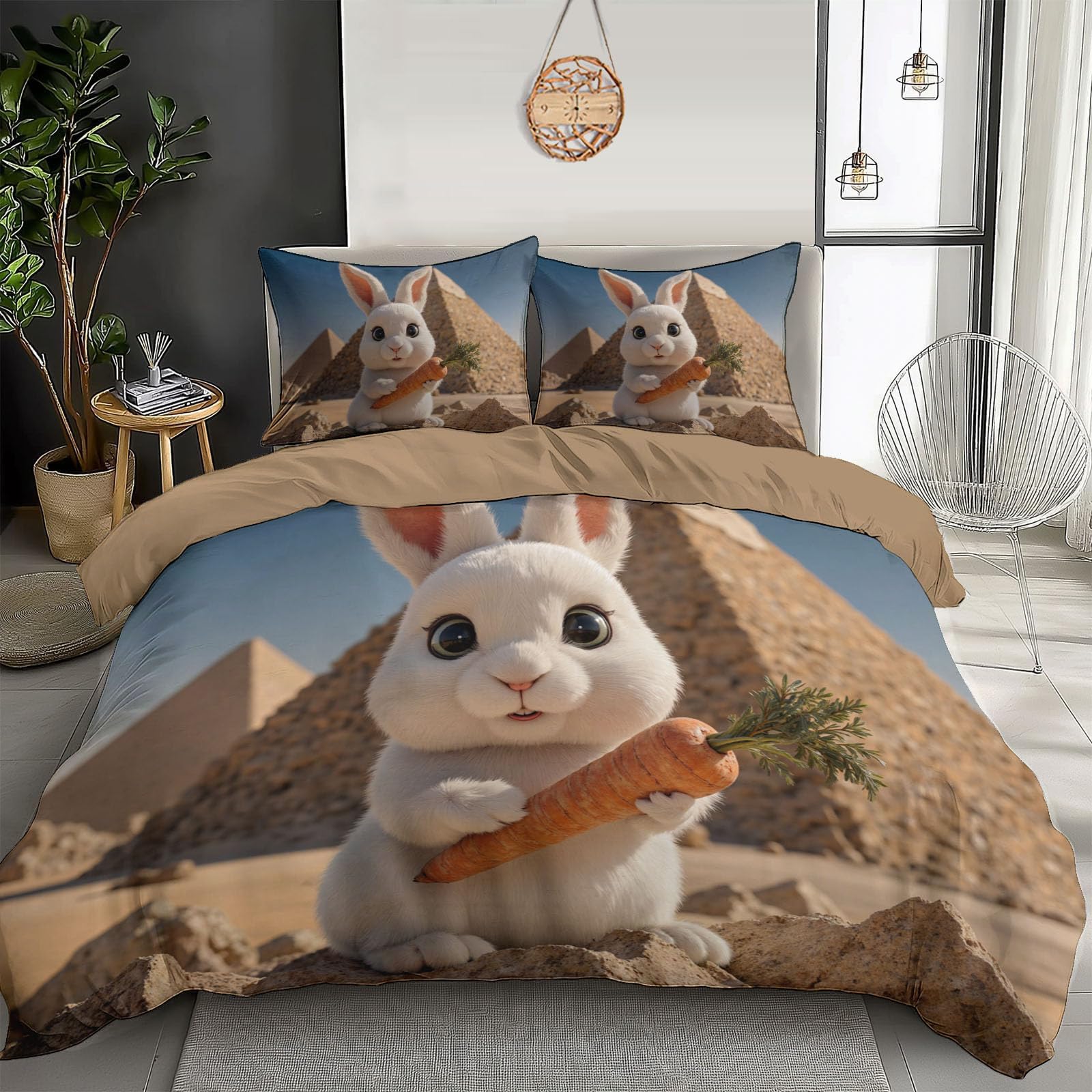 Housse de couette hypoallergique en microfibre douce 240x260 parure de lit animaux réalistes