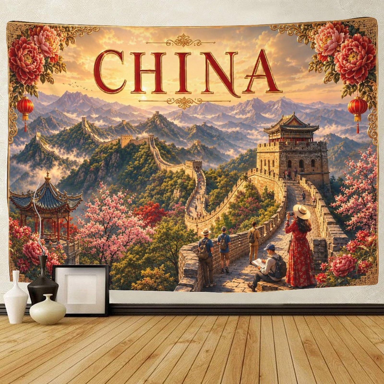 ASDFGHJKLZA Great Wall of China Theme Wall Art Decor 3D Print Tapestry Wall Hanging Decor Tapestries Home Decoration Curtain Bedroom Dorm 100cmx150cm