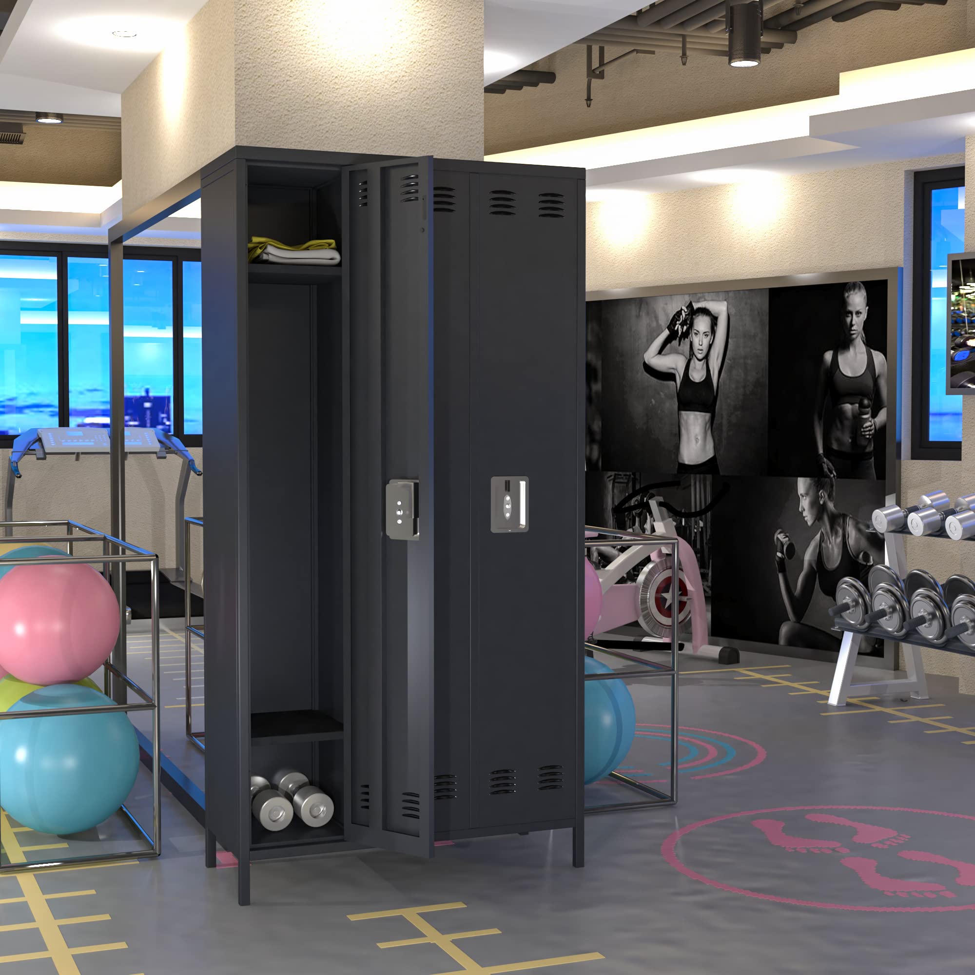 SUXXAN Employee Locker with 3 Doors, Lockers for Employees, Metal Storage Locker, 3 Door Locker, Tall Lockers for Storage in Gyms, Homes Offices with Hooks, Assembly Required(Dark Gray)