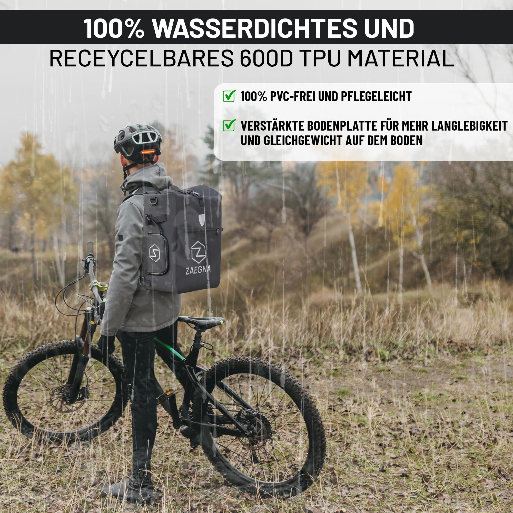 3 in1 Fahrradtasche für Gepäckträger - wasserdichte Fahrrad-Gepäcktasche, Rucksack & Umhängetasche - Fahrrad Tasche mit Laptopfach & Bodenplatte