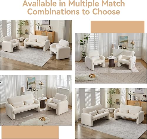 Miniatura 7 de Sofá biplaza de pana de 56 pulgadas, sofá biplaza de 2 plazas para espacios pequeños, cómodo sofá de dos plazas tapizado moderno con almohadas