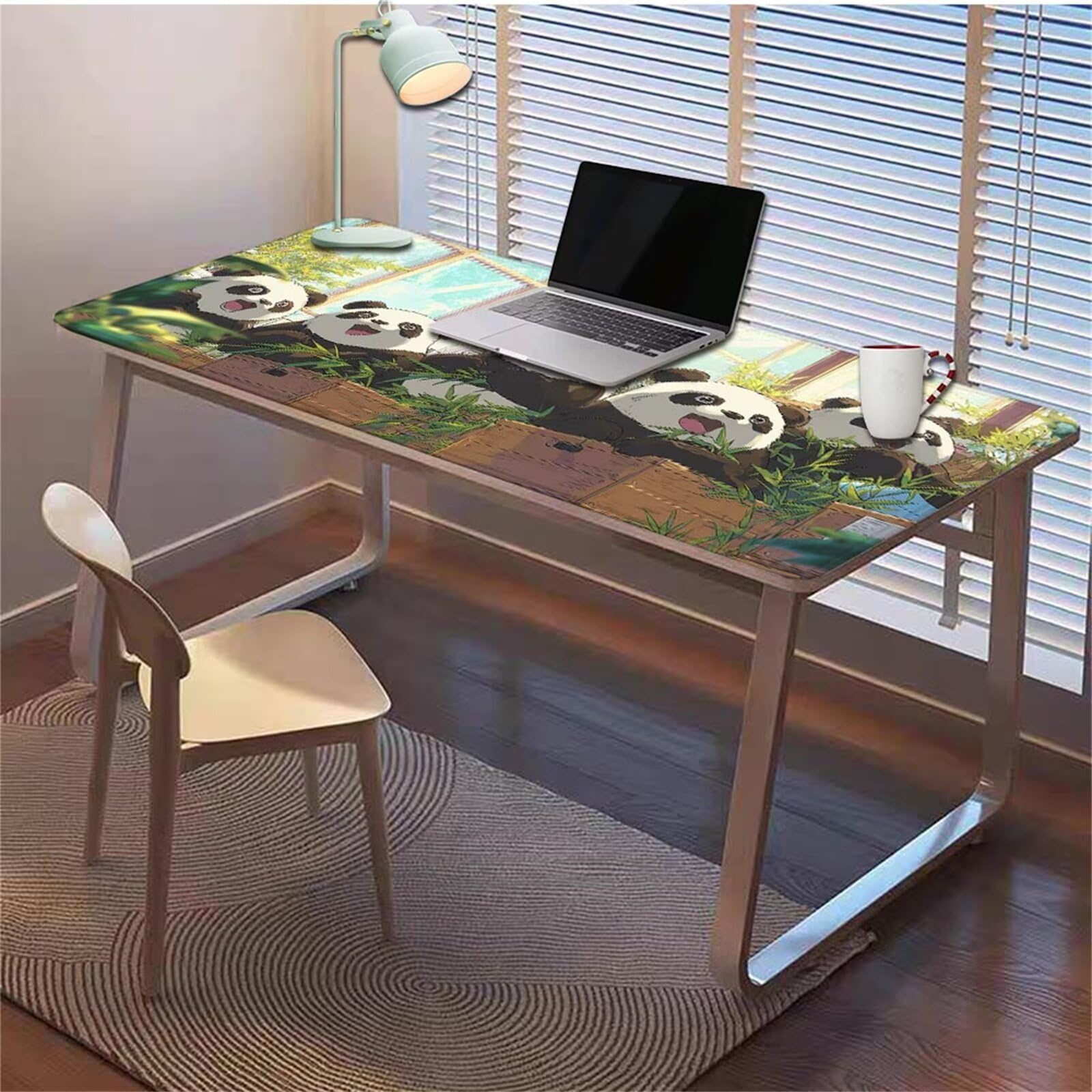 Gamingowa podkładka pod mysz 1200 x 600 x 3 mm, XXL, wodoszczelna, odporna na ścieranie, ze zszytymi krawędziami, podkładka na biurko, poprawia prędkość i precyzję, pod laptopa, komputera, wzór pandy