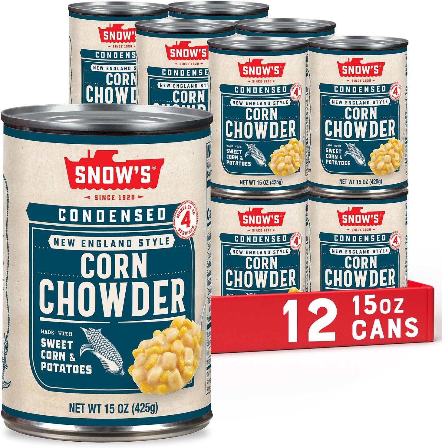 Condensed Corn Chowder, 15 oz Can (Pack of 12) - Creamy and Comforting Chowder with Corn, Spices and Hearty Potatoes