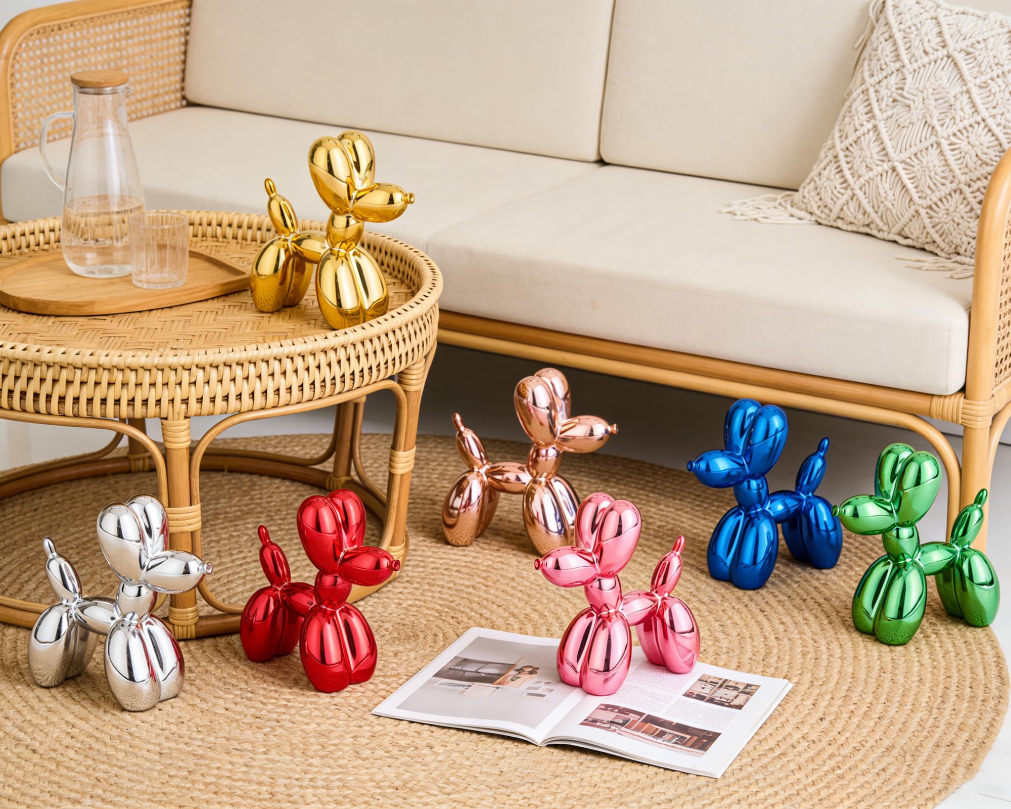 Statuetta a forma di cane palloncino, finitura lucida, galvanizzato, 10,2 cm, piccolo soprammobile per la decorazione di scaffali e scrivanie, piccola decorazione versatile, verde