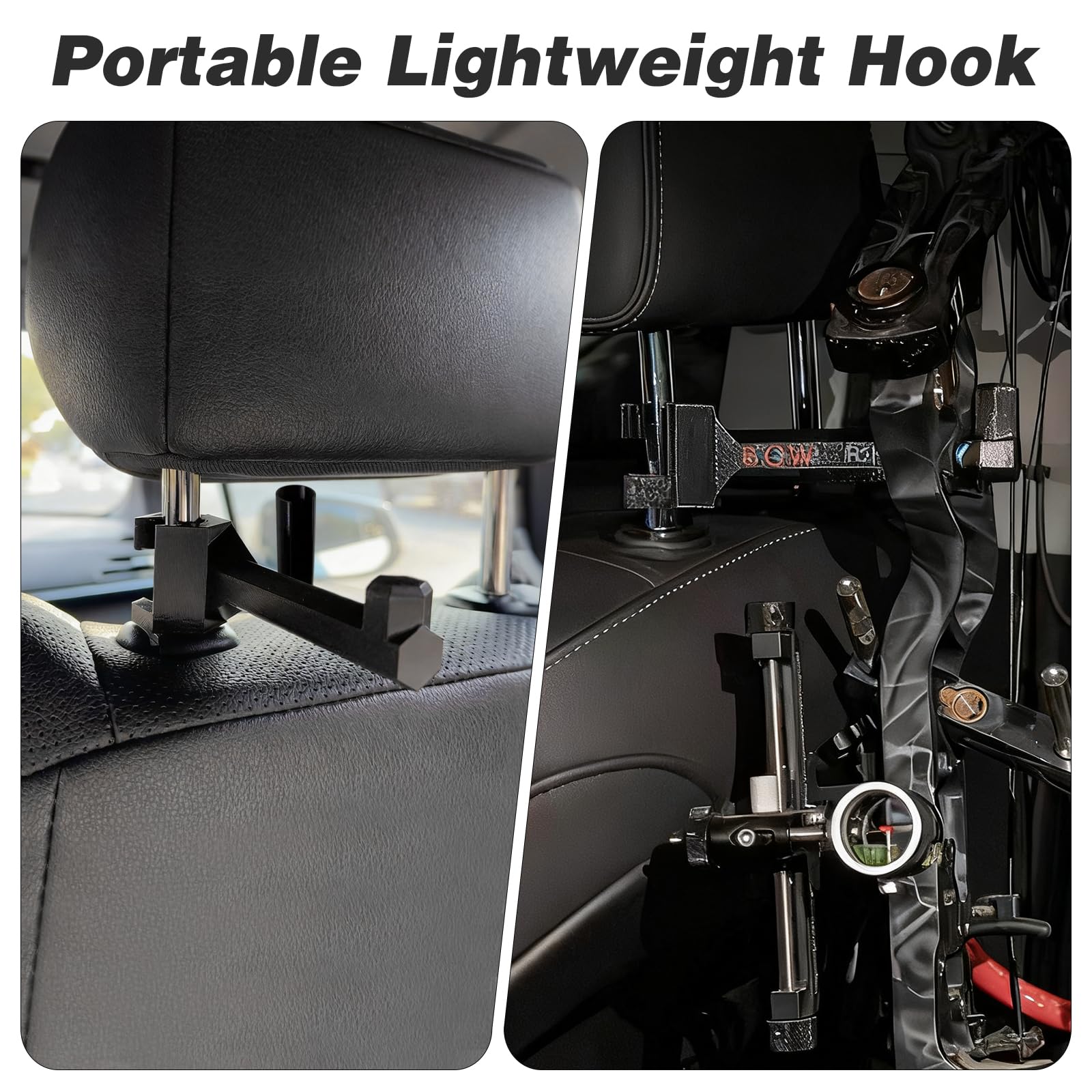 Bow Buddy Bow Hanger for Truck, Universal Car Headrest Compound Bow Holder Hook, Vehicle Storage Hanger with Sizing Sleeve, for Trucks, SUV, Hunters, Archers — view 6