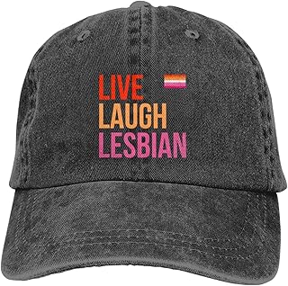 POFEISI Live Laugh Lesbian Awareness LGBTQ Pride Trucker Hat LGBT Pride Baseball Cap Black