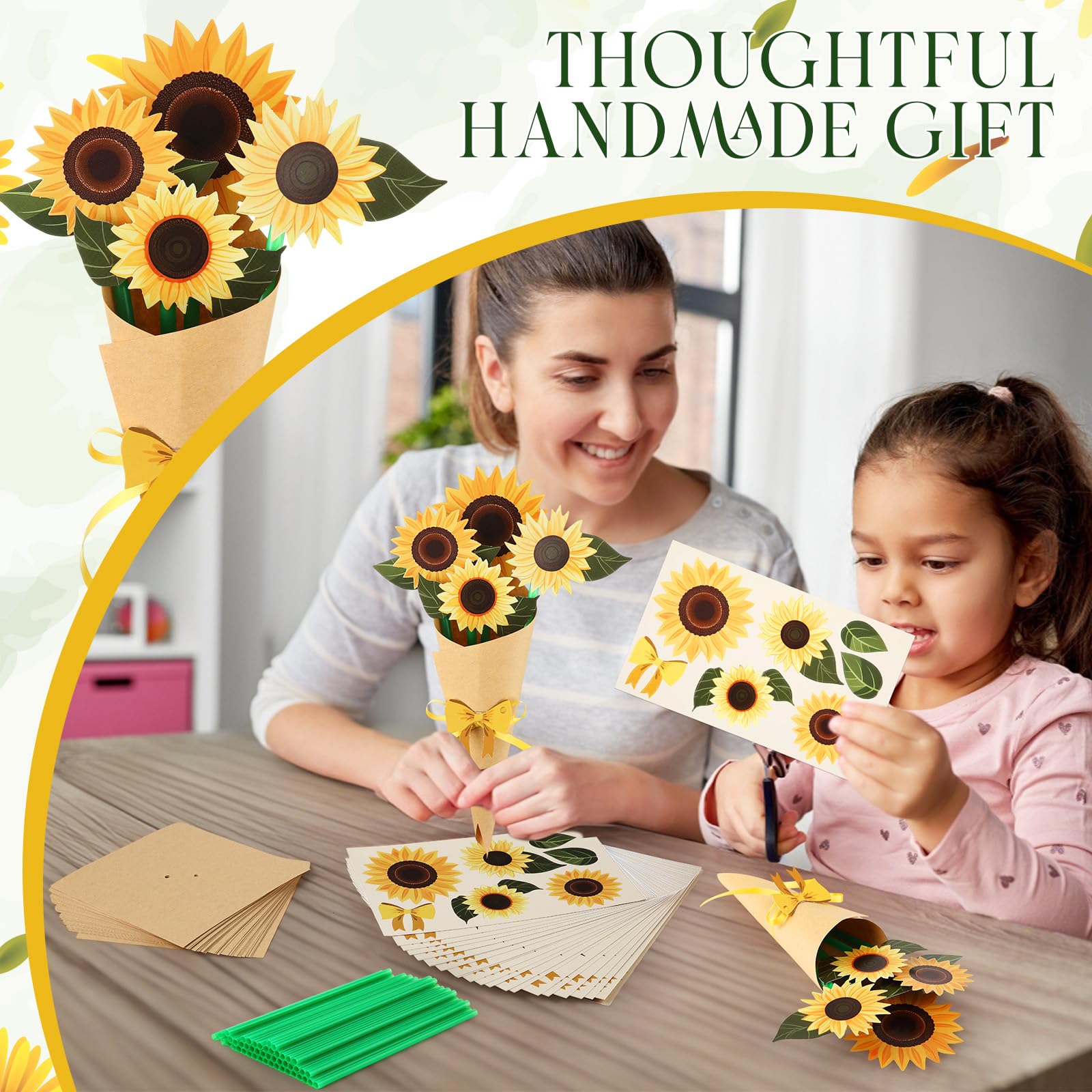 Kids' Paper Craft Kits 24PCS/Set Mothers Day Flower Bouquet Craft