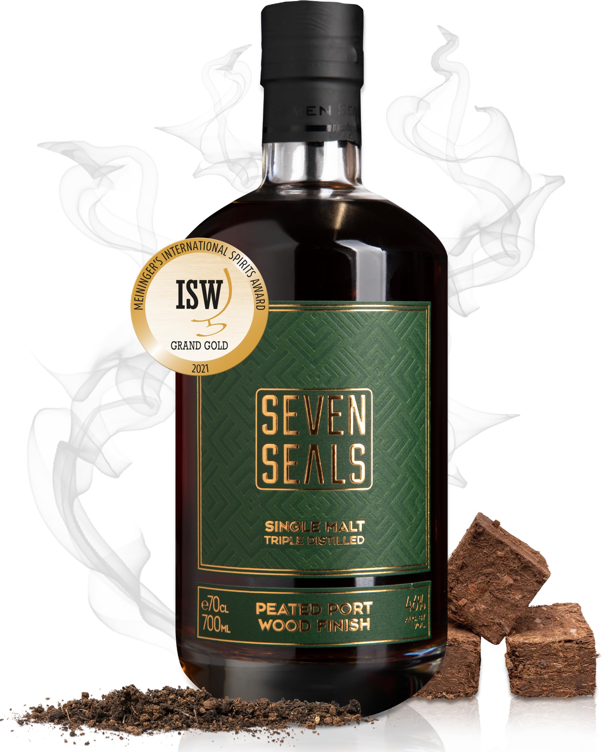 Seven Seals - PEATED PORT WOOD FINISH | 0,7 l Premium Single Malt aus der Classic Line | Barley Spirit | Note: Torf Rauchig | Internationaler ISW Gewinner 2021 | Ein Geschenk für echte Liebhaber