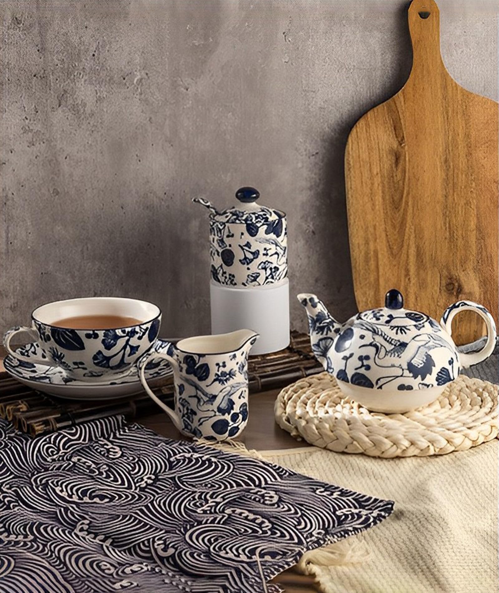 Herbata za jeden zestaw porcelanowy czajniczek i filiżanka elegancki prezent dla kobiet 450 ml czajniczek i kubek 300 ml niebieska herbata idealny dla miłośników herbaty i na specjalne okazje