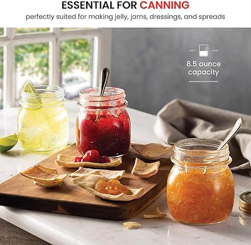 Miniatura 4 de Bormioli Rocco Quattro Stagioni - Tarro Mason de 8.5 onzas (juego de 6)  Tarro de vidrio de boca ancha con tapa hermética  Diseño clásico de colmena