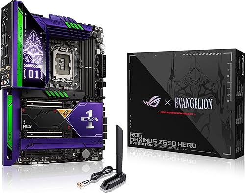 Asus ROG MAXIMUS Z690 HERO EVA ROG x Evangelion Z690 ATX Gaming motherboard DDR5 PCIe 50 Wi-Fi 6E 5xM2 conector USB 32 Gen 2x2 con soporte de carga