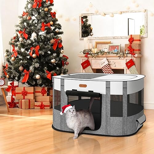 Miniatura 2 de Seiyierr Corralito plegable para mascotas - Corralito para gatos y cachorros, jaula de viaje para perros con funda de transporte, tienda de campaña