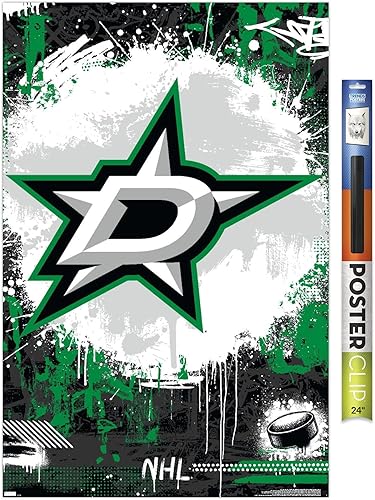Trends International NHL Dallas Stars - Póster de pared con logotipo Maximalist 23, 34 pulgadas de largo x 22.4 W, paquete de póster y clip prémium