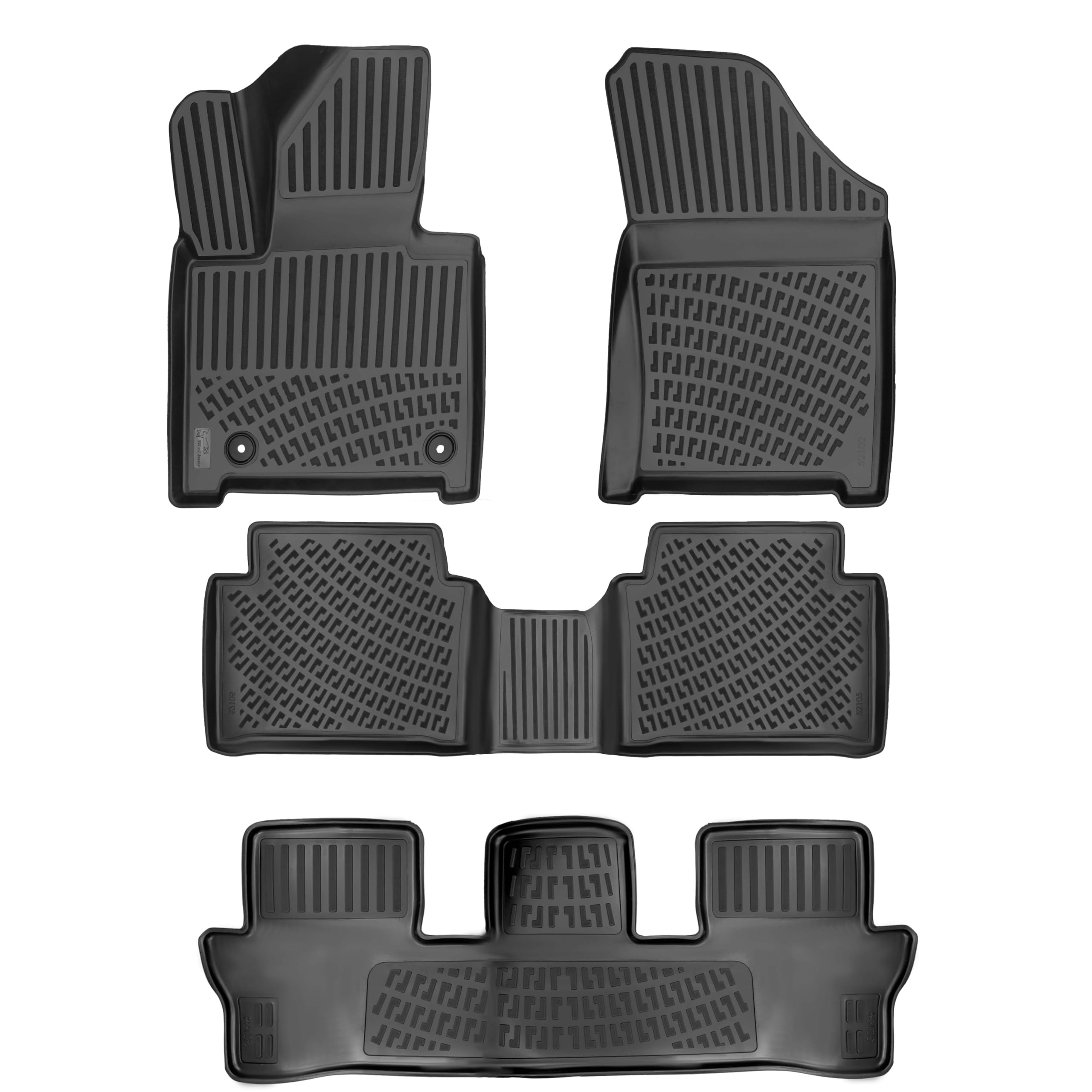RizLiner Hyundai Ioniq 5 Unmovable Console 2022-2026 (No Movable Console) Floor Mats 3D Custom Fit Rubber Car Mats All Weather Laser Measured Floor Liners Heavy Duty Waterproof (Front & Rear) — view 60