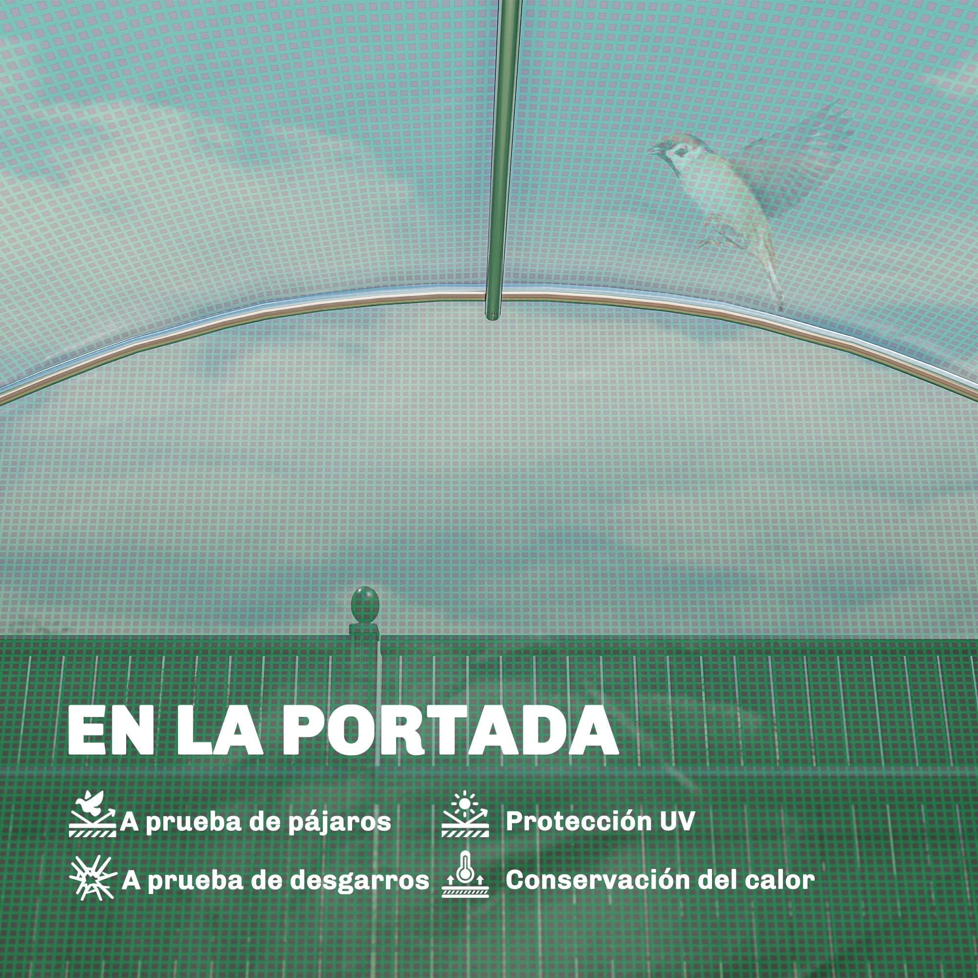 Outsunny Invernadero de Exterior 2,8x2x1,9 m con Estantes, Invernadero de Túnel con Puerta Enrollable, 6 Ventanas de Malla, Cubierta PE y Marco de Acero Galvanizado, Anti-UV, Impermeable, Verde