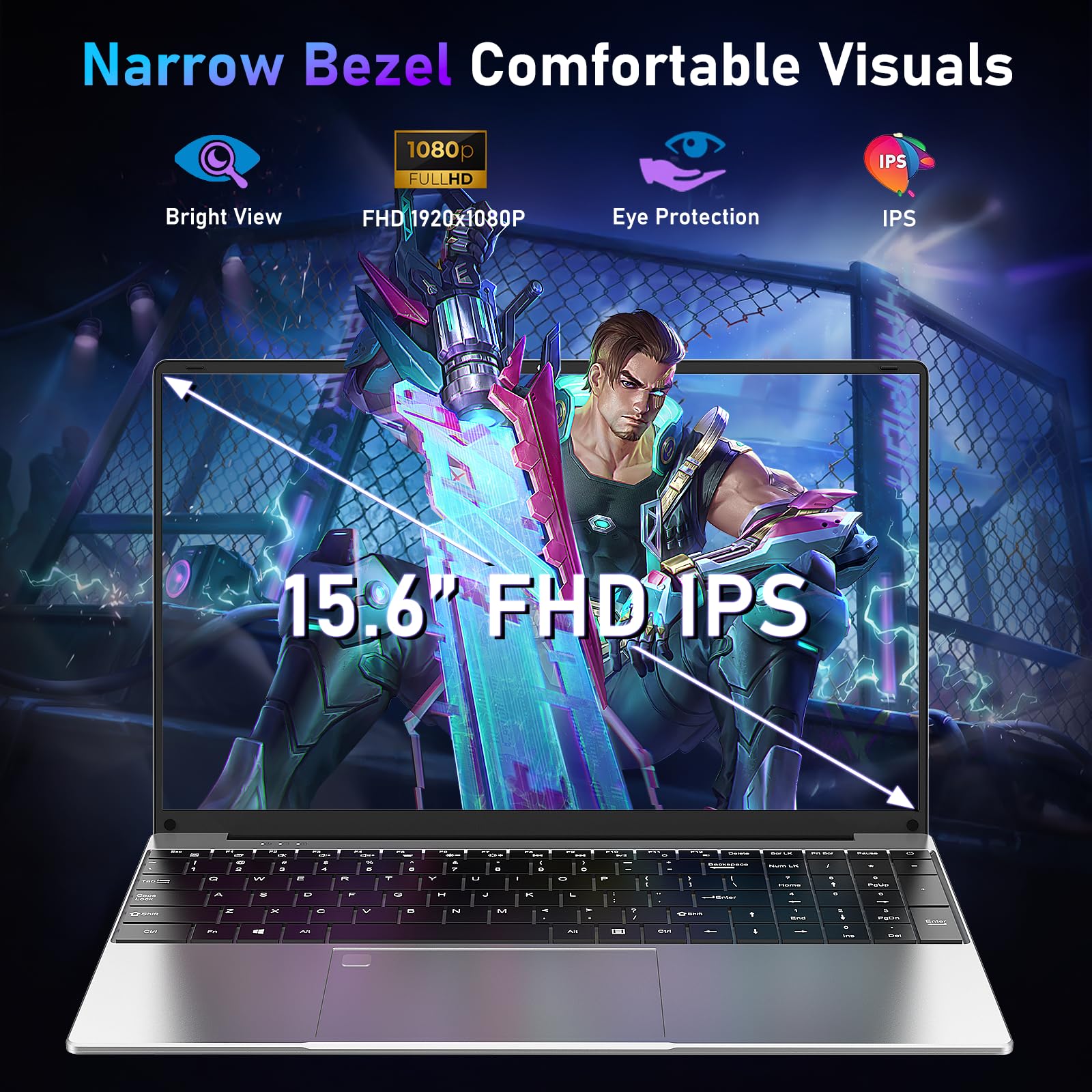 NIAKUN 15,6 pollici PC Portatile Gaming Laptops Notebook, Computer Portatile 16GB RAM 1TB SSD, Tastiera Retroilluminata, AMD Ryzen 5 7430U Processore (fino a 4.3Ghz), 6000mAh, Tipo-C
