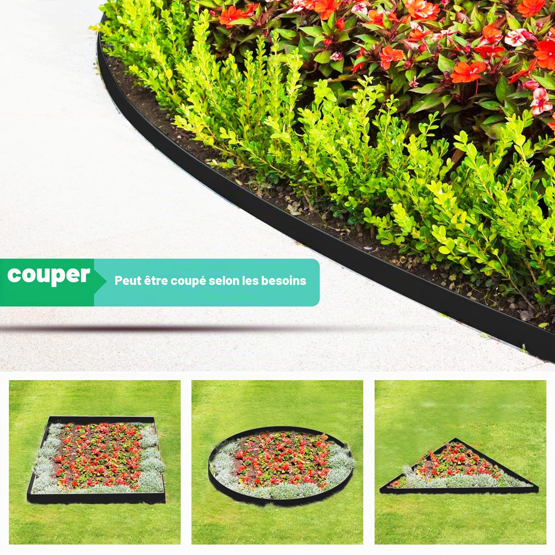 Forever Speed Bordures de Jardin Bordure de Gazon 10mx15cm Bordures de Pelouse Bordure de Jardin Décorative Parterre Clôture Noir