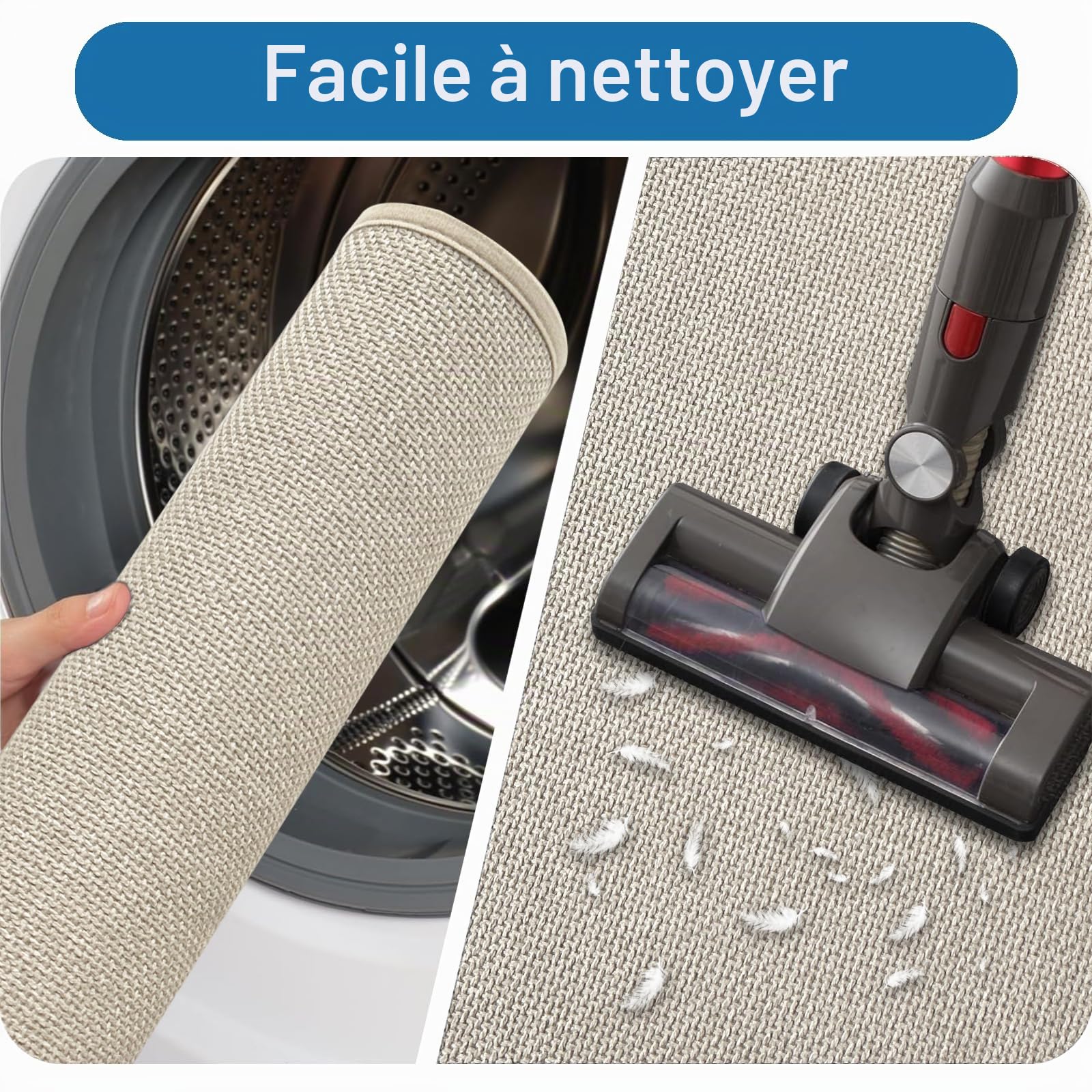 Tapis Cuisine Devant Evier, 43x75cm Tapis Couloir Tissé, Antidérapant et Lavable, Facile à Nettoyer pour Passage, Manger, Buanderie, Salle de Bains, Buanderie, Beige