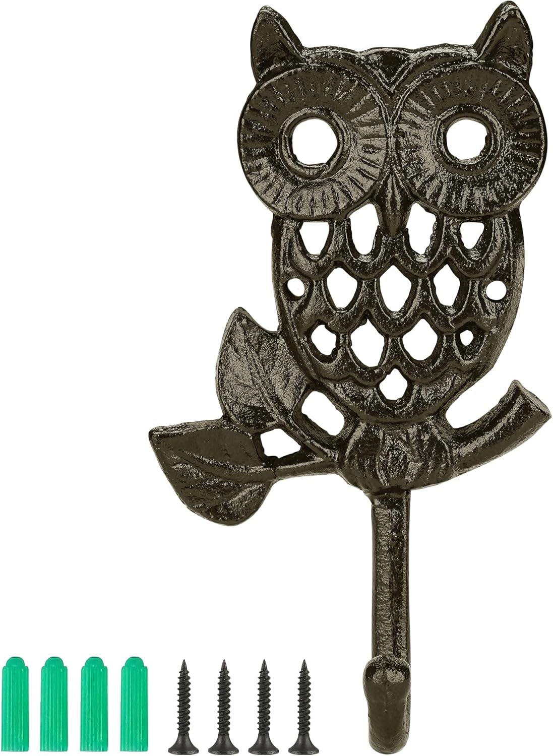 Cast Rustic Iron Hooks Wall Mounted Owl Hook Heavy Duty Coat Hooks Hat Racks Towel Hooks Decorative Gift Hooks for Hanging Towels Clothes, Coats, Hats (Black)