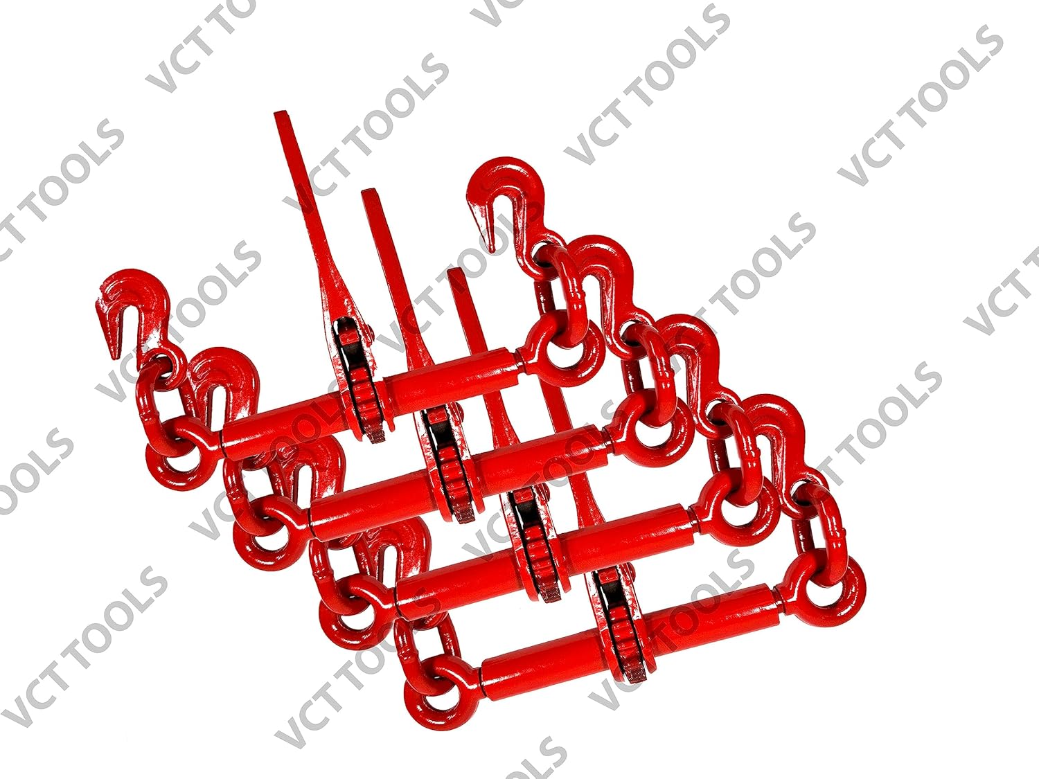 VCT 4 Pack Ratchet Chain Binder, 1/4-5/16 Inch Load Binders Heavy Duty Ratchet Type Tie Down Hauling Chain Binders for Flatbed Truck Trailer