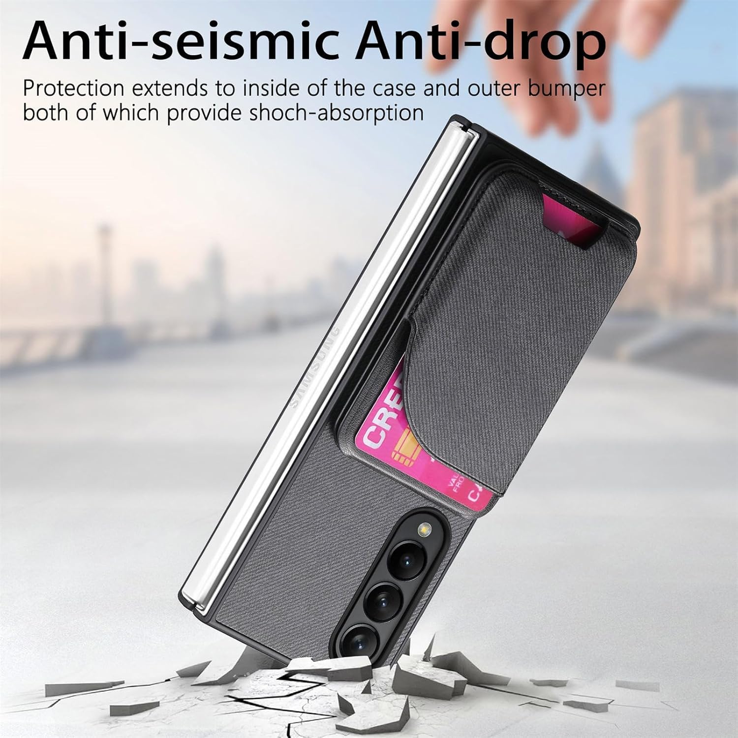 Asuwish Compatible with Samsung Galaxy Z Fold 4 5G 2022 Wallet Case and Detachable Card Holder Slot Magnetic Back Protective Case Stand Kickstand Cell Phone Cover for ZFold4 Z4 Fold4 4Z ZFold45G Black