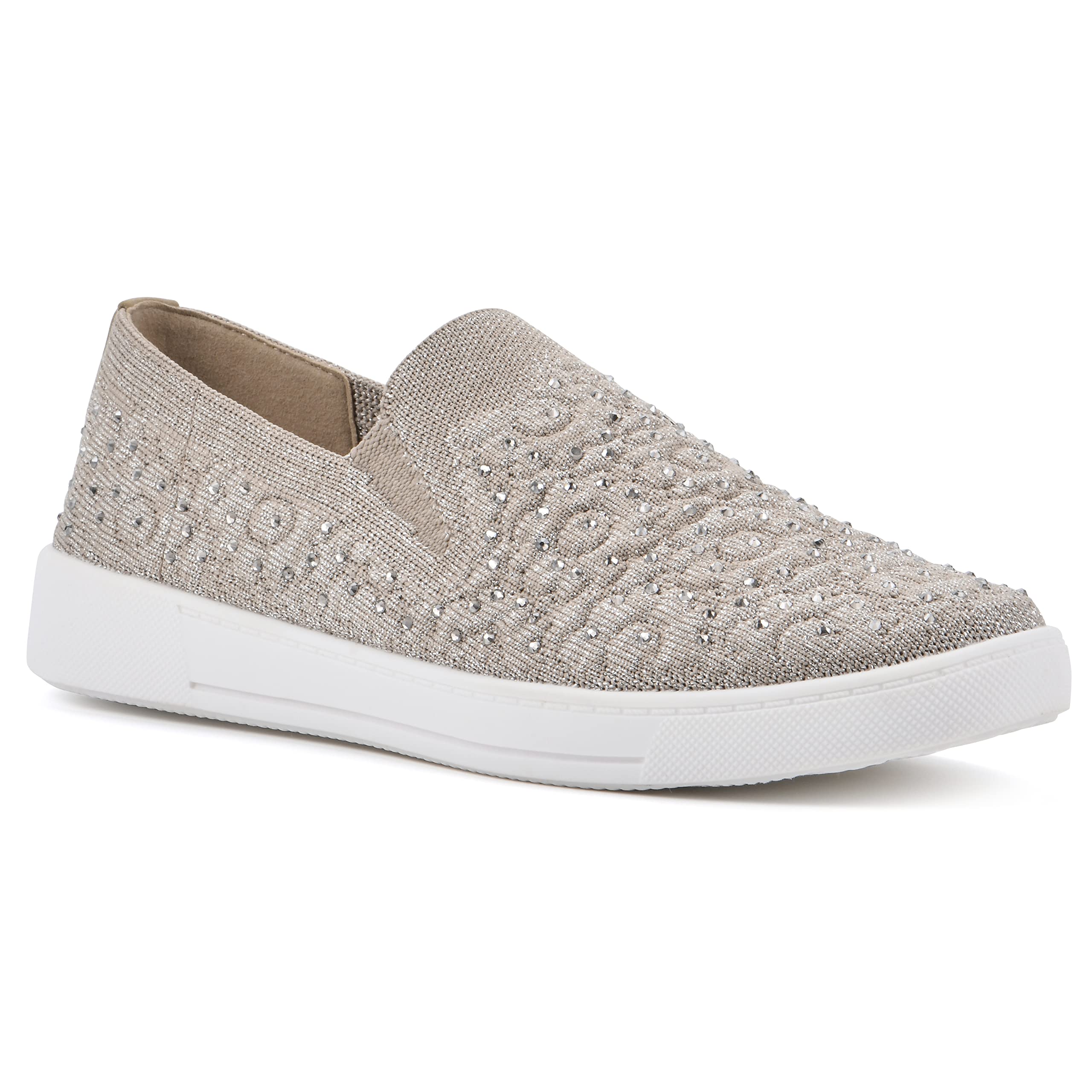 WHITE MOUNTAIN Women's Unit Sneaker, Gold/Fabric, 7 UK