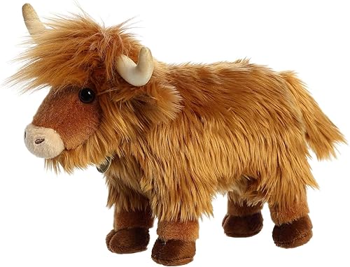 Miniatura 5 de Aurora® Animal de peluche realista Miyoni® Highland Ganado - Detalle realista - Compañerismo apreciado - Marrón 10 pulgadas