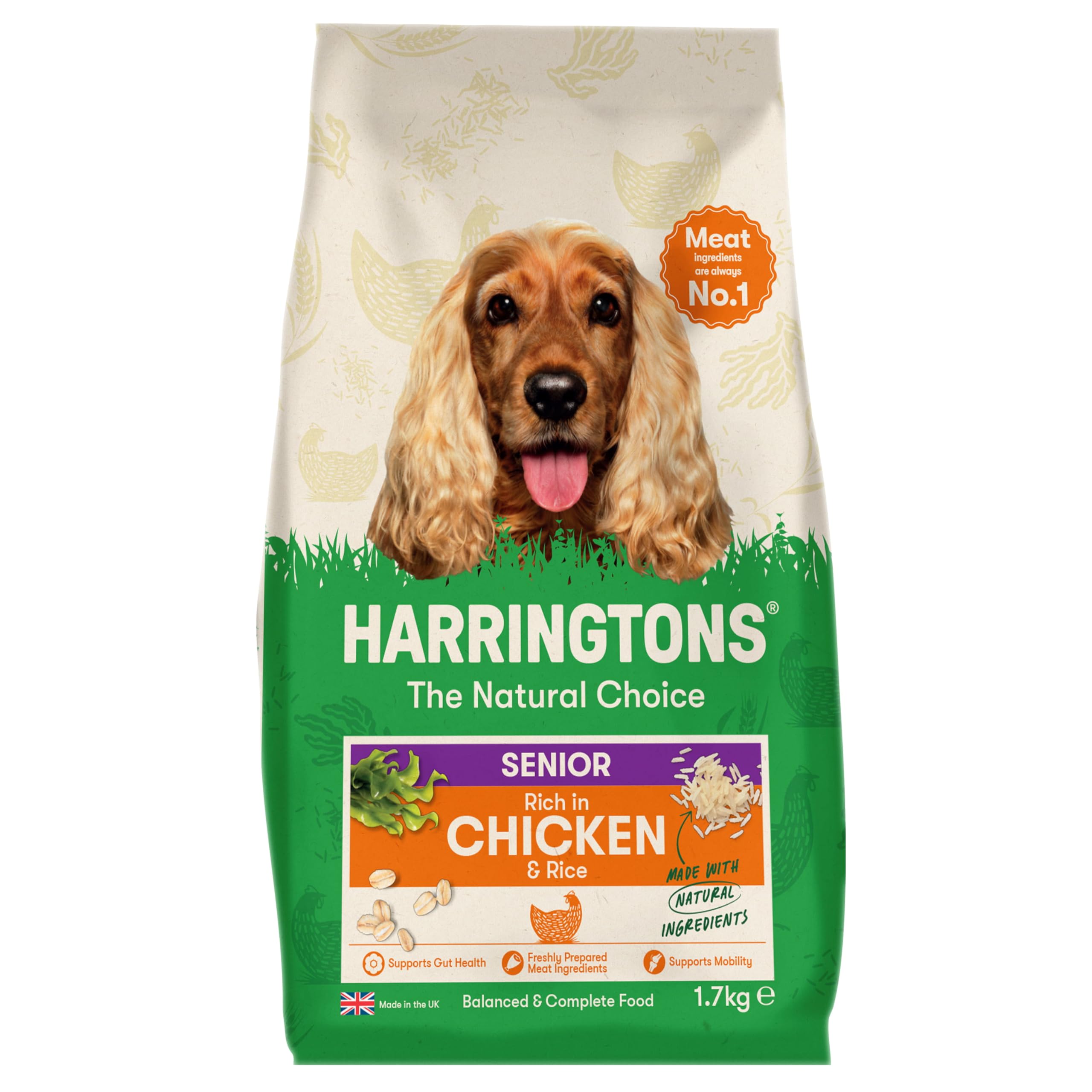 Harringtons Complete Dry Senior Dog Food Chicken & Rice 1.7kg (Pack of 4)