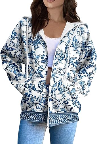 Zip Up Hoodie Women Casual Oversized Sweatshirts - Fall Fashion Fleece Lined Jacket - Thick Warm Coat Winter Clothing