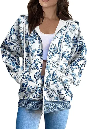 Zip Up Hoodie Women Casual Oversized Sweatshirts - Fall Fashion Fleece Lined Jacket - Thick Warm Coat Winter Clothing