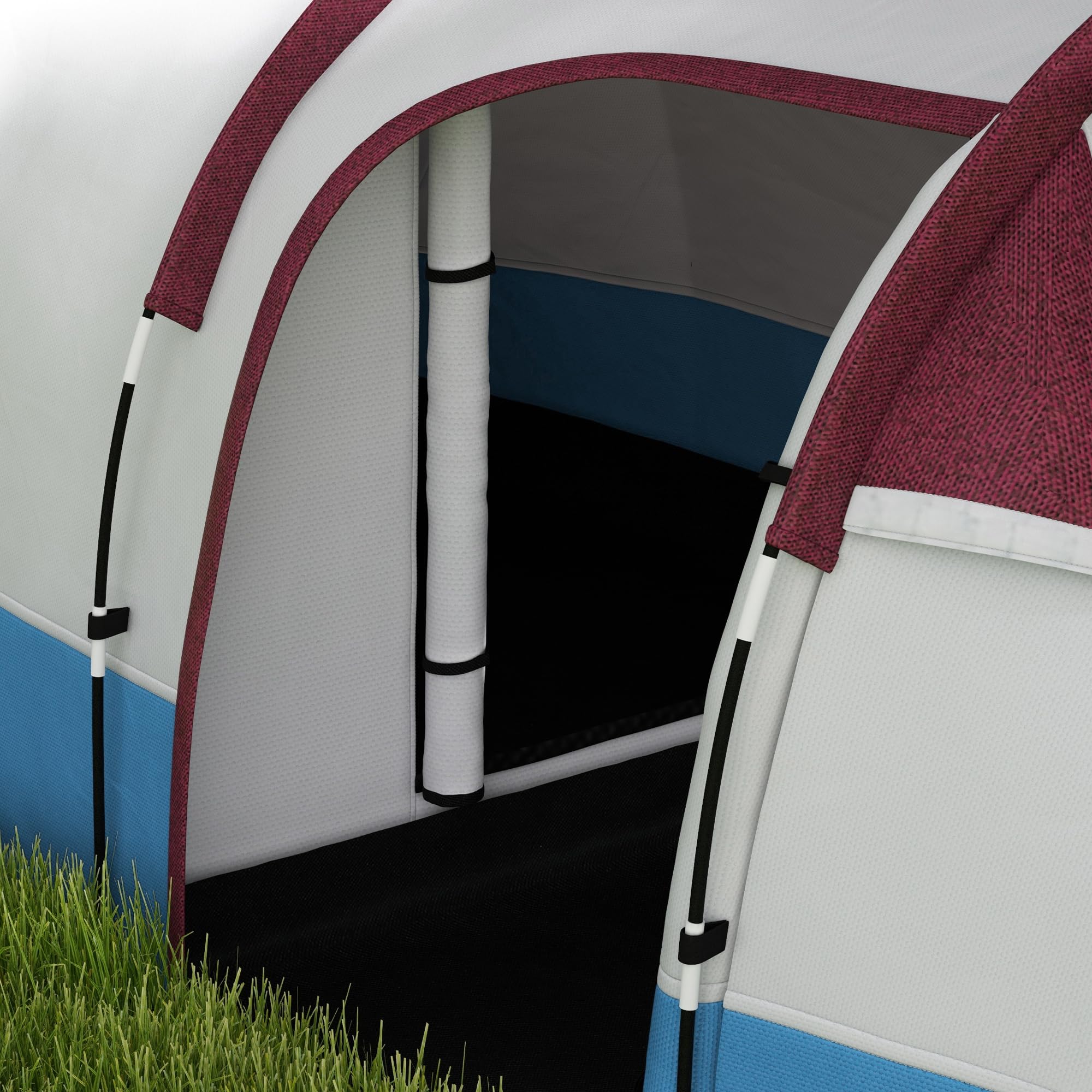 Outsunny Tente de Camping Tente Tunnel 2-3 Personnes avec Chambre à Coucher, Salon et Porche légère ventilée 3 Portes Sac de Transport Inclus 420 x 200 x 150 cm