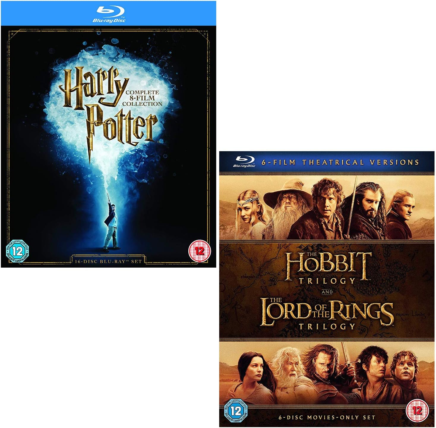 Harry Potter Complete 8 Film Collection - The Hobbit Trilogy - The Lord Of The Rings Trilogy - 3 Movie Bundling Blu-ray