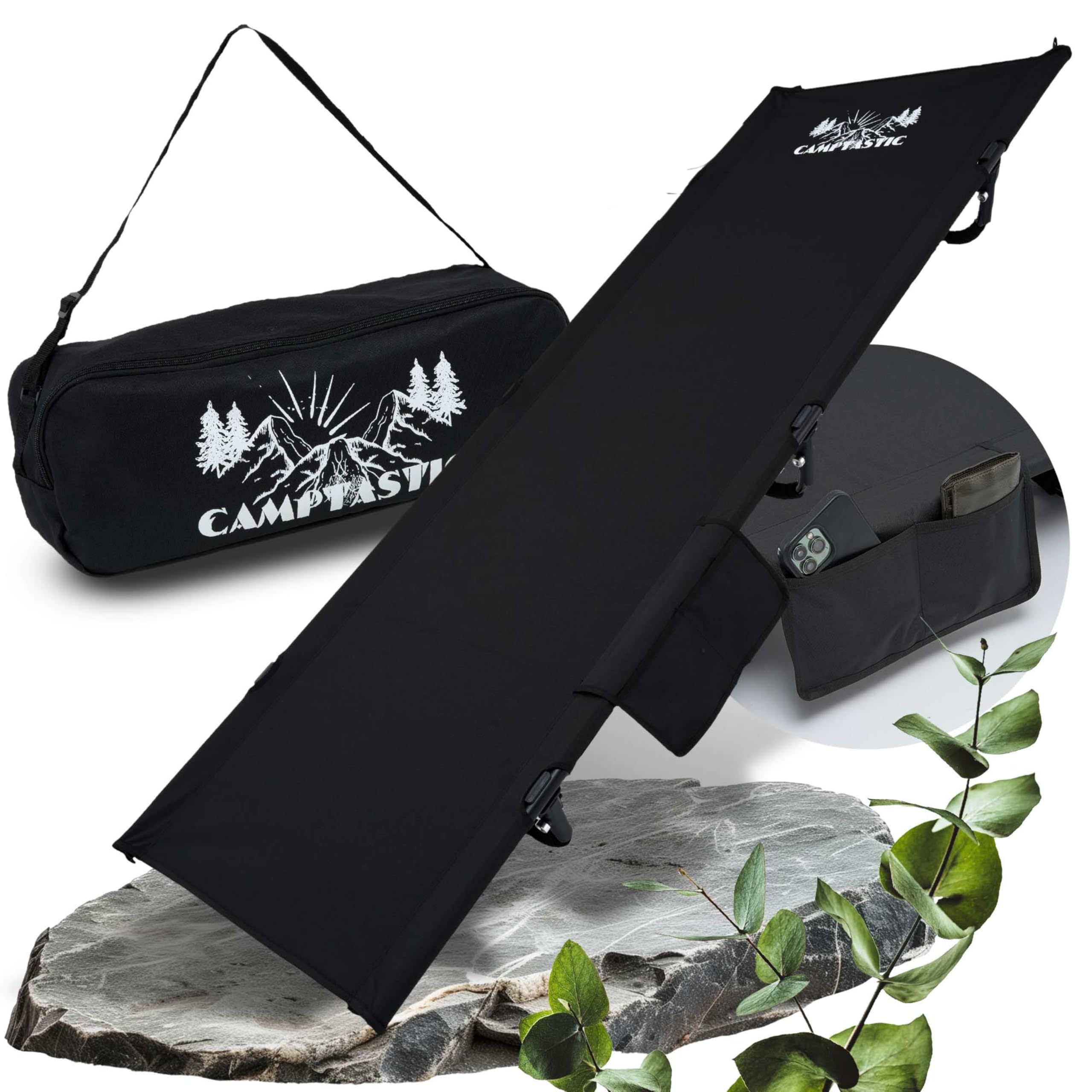 Camptastic Feldbett XXL - Kinder Ultraleicht kompakt | Campingbett klappbar robust | Tragbare Campingliege für Wandern Outdoor Camping
