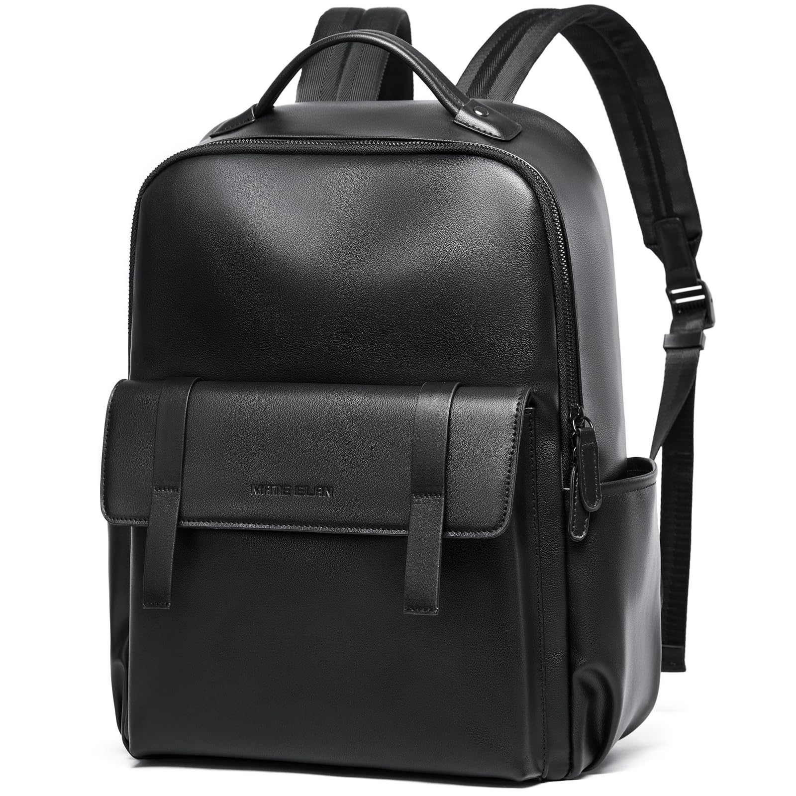 Sac a Dos Homme Cuir, Sac à Dos Ordinateur 15 Portable Cuir Imperméable,Sac a Dos Homme Femme Travail,Leather Backpack,Sac à Dos Mode Noir pour voyages,École,Bureau