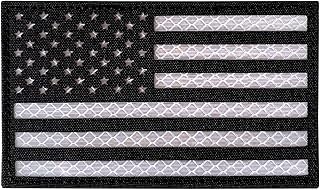 3x5 Large Reflective US USA American Flag Tactical Patches Hook-Fastener Backing (5" Width x 3" Height) (Black-White) - jujupups