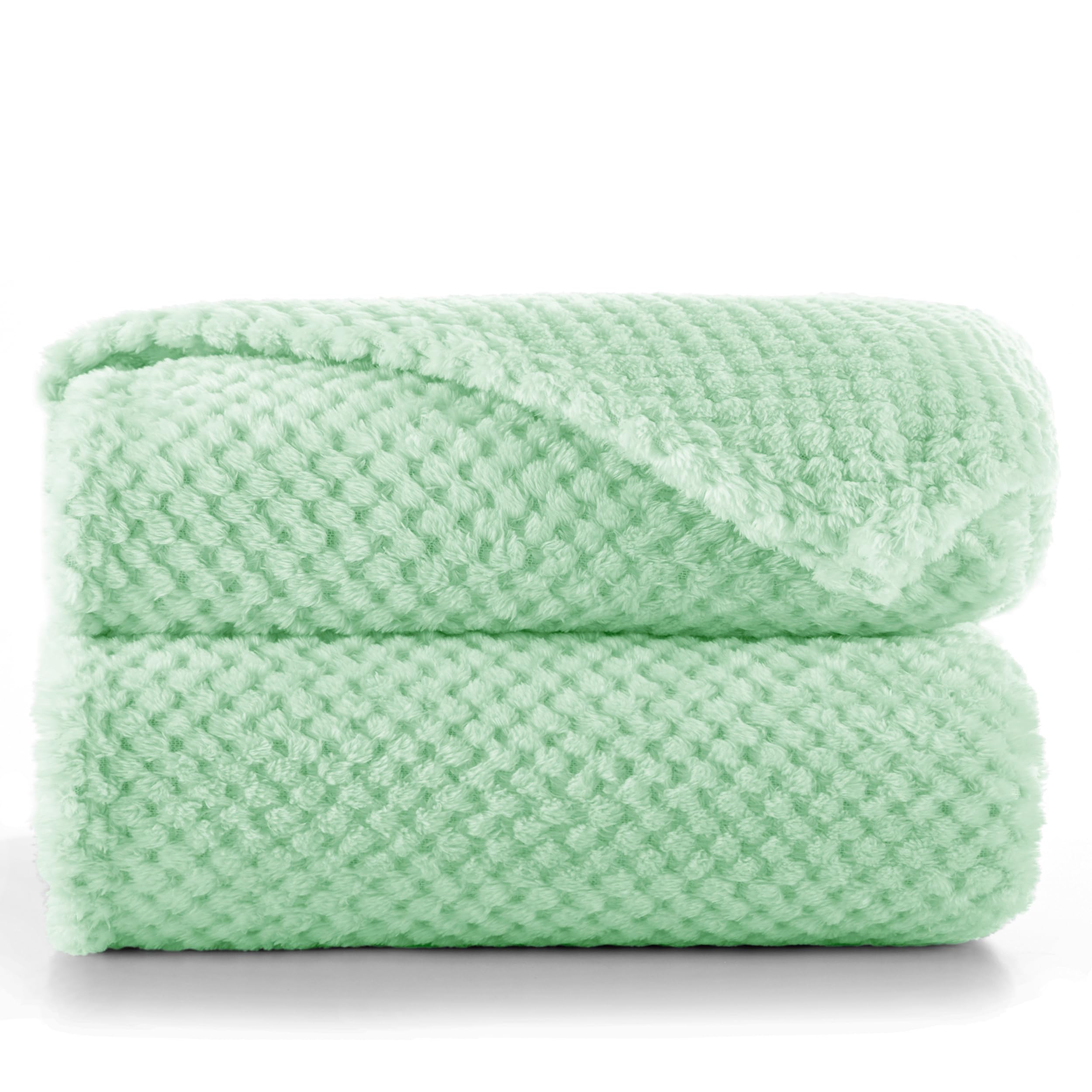 DecoKing Scandanavian style Blanket microfibre cosy Blanket Fleece bedspread Soft smooth Cuddly, Microfibre, Pfefferminz, 220 x 240 cm