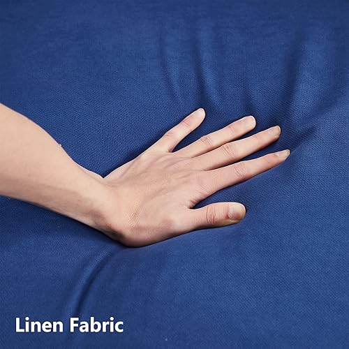 Miniatura 7 de Aoowow Sofás y sofás de tela de lino de 78 pulgadas de largo, sofá moderno de mediados de siglo con 2 almohadas, reposabrazos y patas de madera para