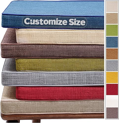 Cojín de tamaño personalizado para banco, cojín personalizable para asiento de ventana de muebles de patio de interior y exterior, funda de lino con